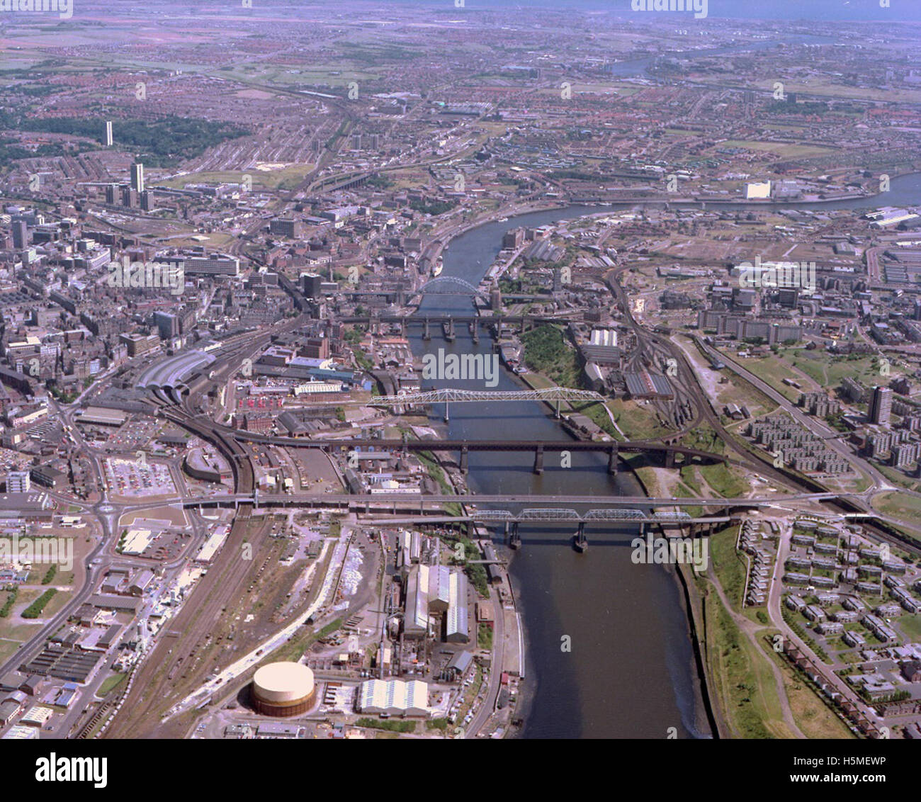 Aerial view of the River Tyne, 1983 Stock Photo