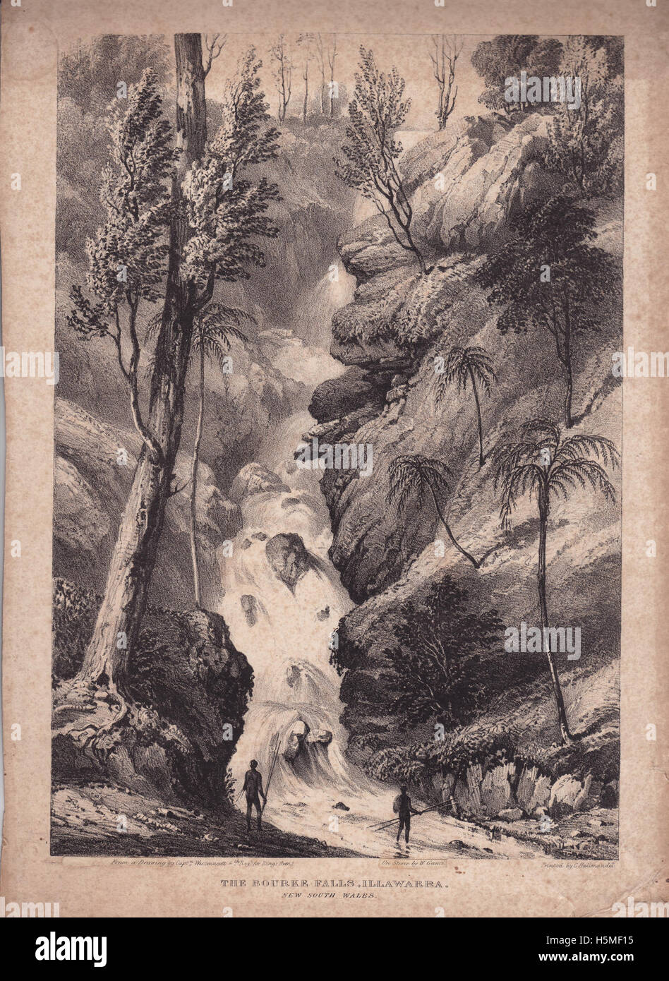 Bourke Falls, Illawarra undated - from drawing by Capt Westamacott Stock Photo