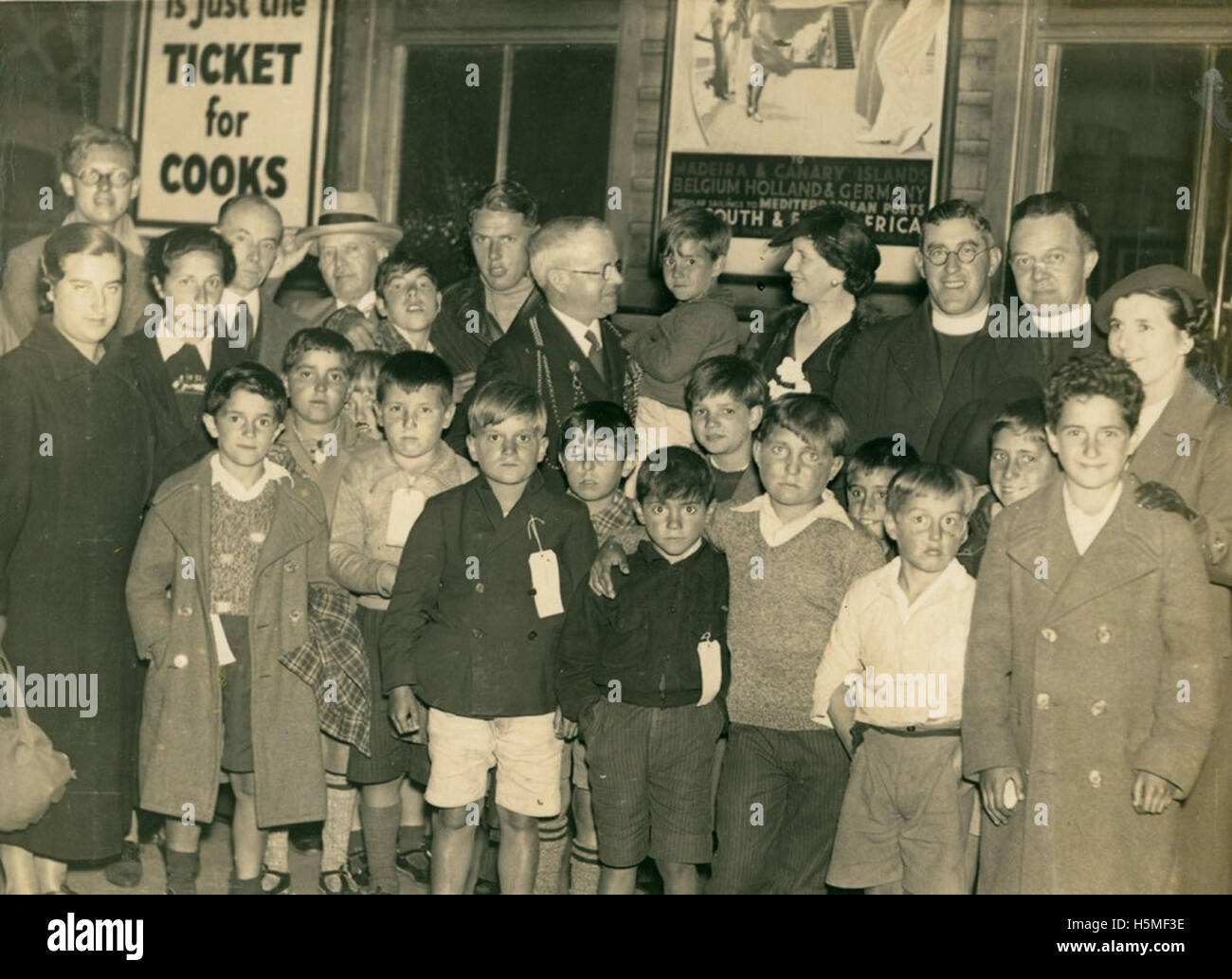 Welcoming Basque children to Newcastle upon Tyne Stock Photo