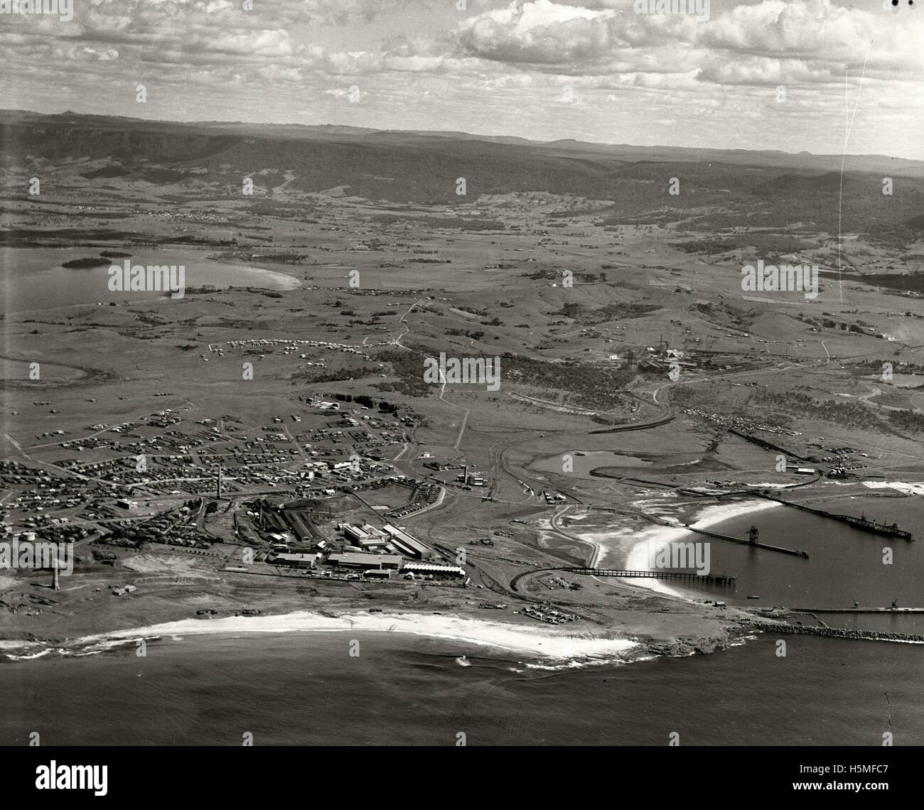 Port Kembla looking west c1936 RAHS [RAHSAdastra Aerial Survey Collection] Stock Photo