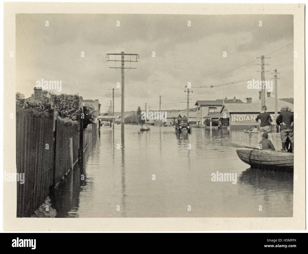 Invermay Road in flood (1929) Stock Photo