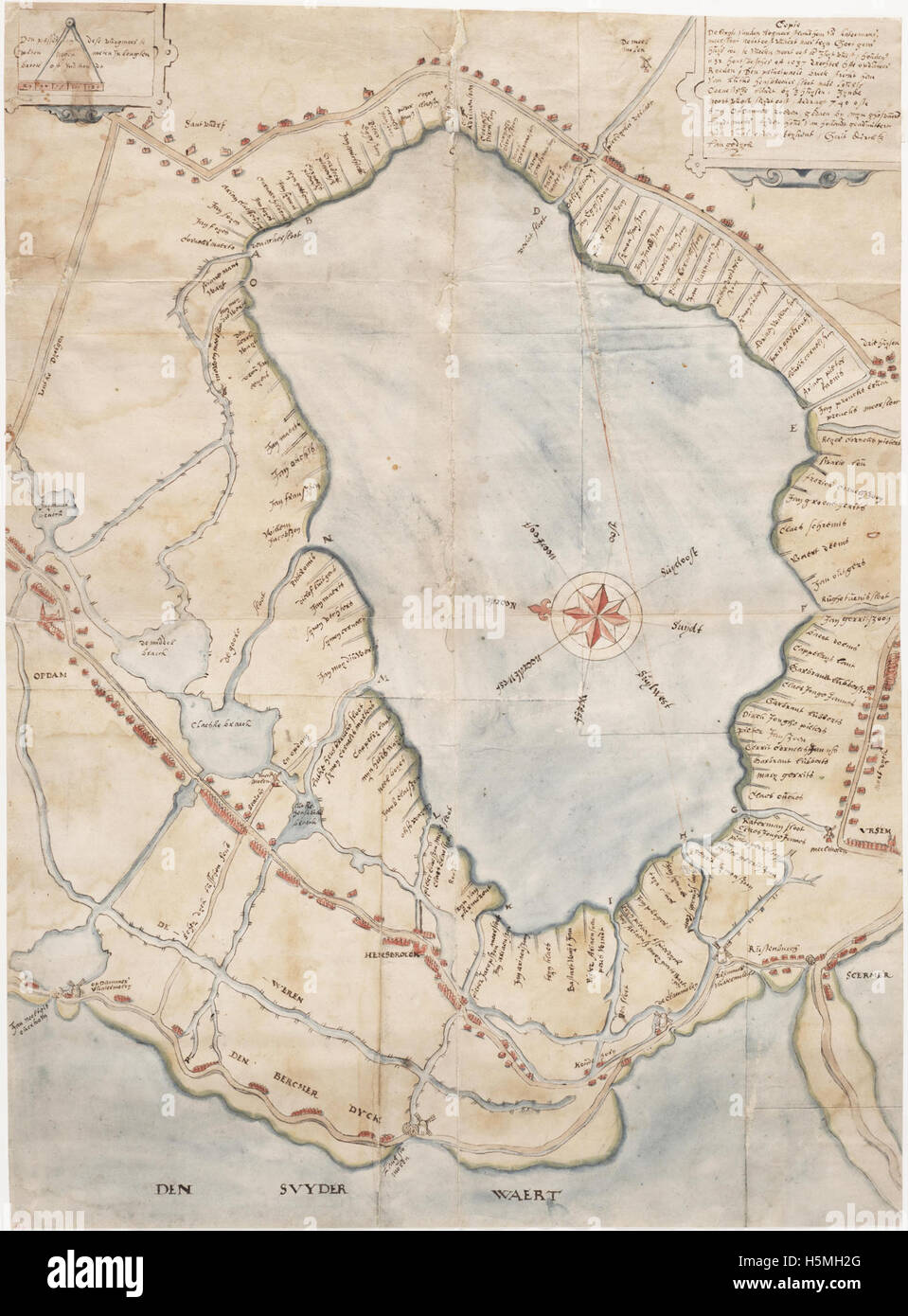 This map titled 'Onbedijkte Wogmeer 1607' depicts the Wogmeer area ...