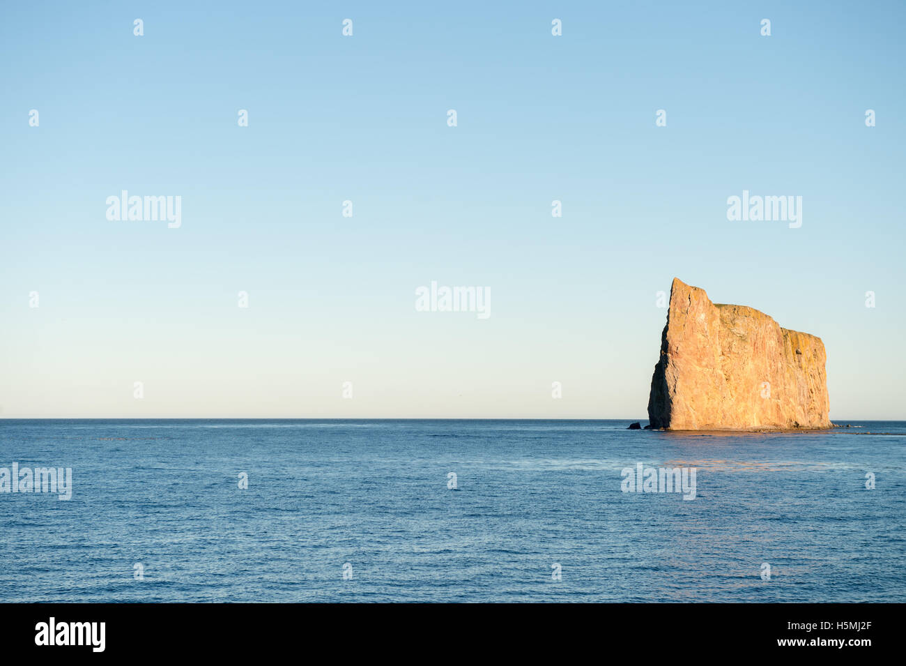Side view of Perce Rock, Perce, Gaspe, Peninsula, Quebec, Canada Stock Photo
