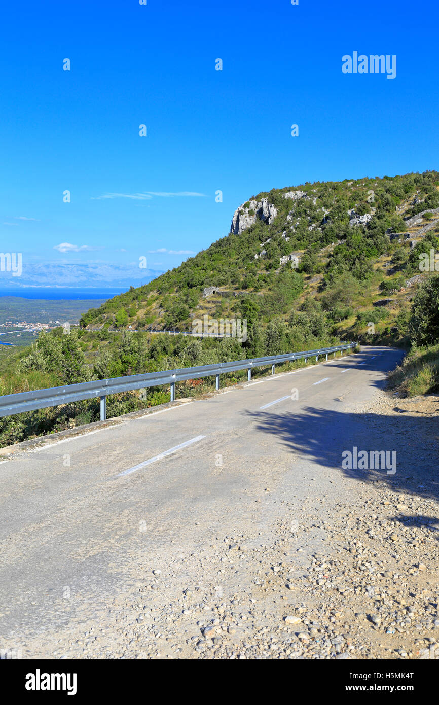 Old mountain road, Velo Grablje, Hvar Island, Croatia, Dalmatia, Dalmatian Coast, Europe. Stock Photo