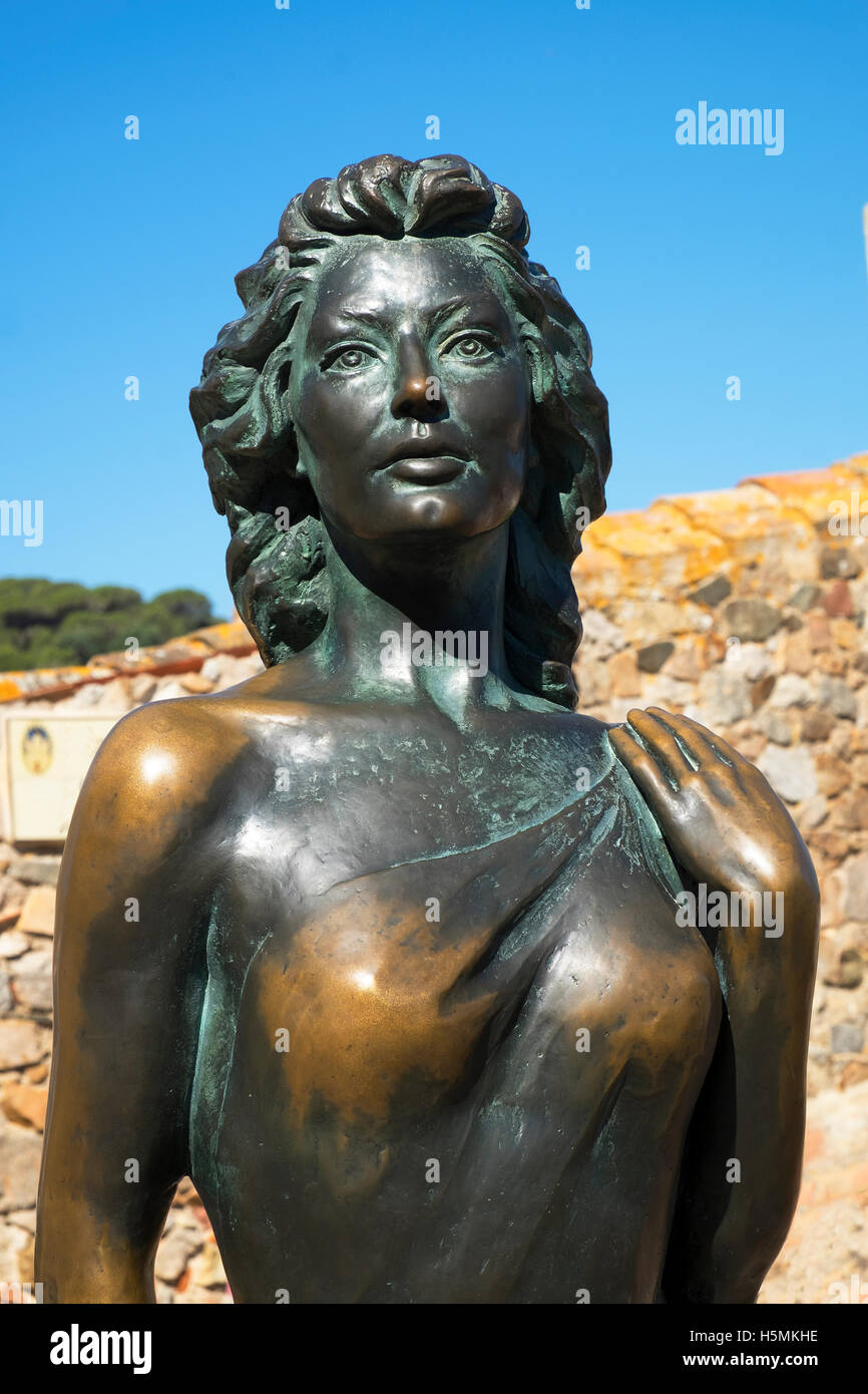 Statue of actress Ava Gardner at Tossa De Mar on the Costa Brava in