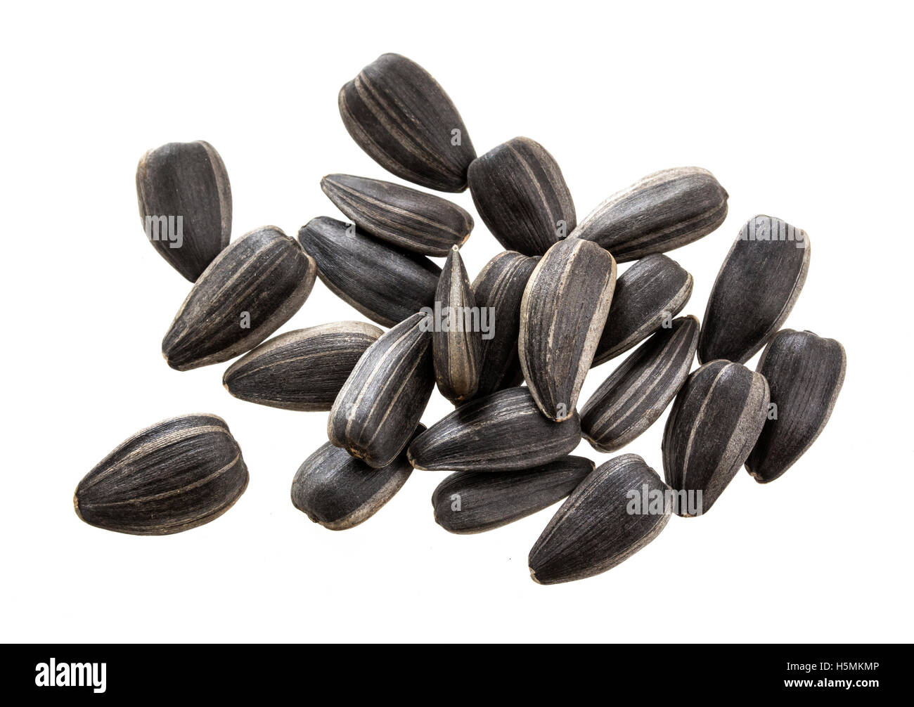 Black sunflower seeds isolated on white background. Pile of sunflower ...