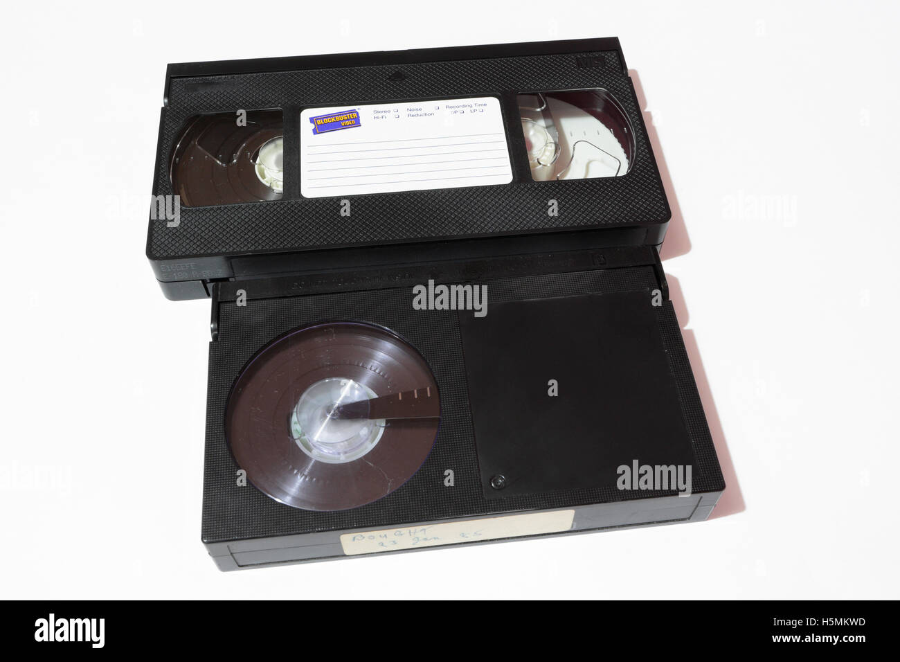 VHS tape compared to Betamax tape Stock Photo