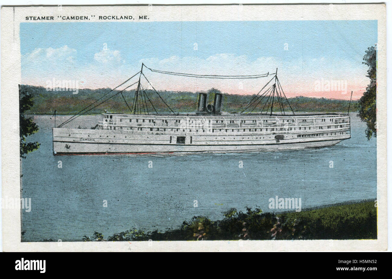 A colorized view of the steamship S.S. Camden. Built in 1907 at Bath