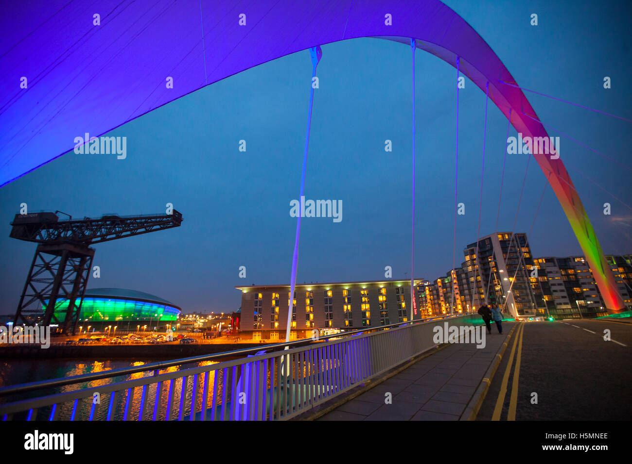 The Clyde Arc (known locally as the Squinty Bridge) spanning the River Clyde in Glasgow