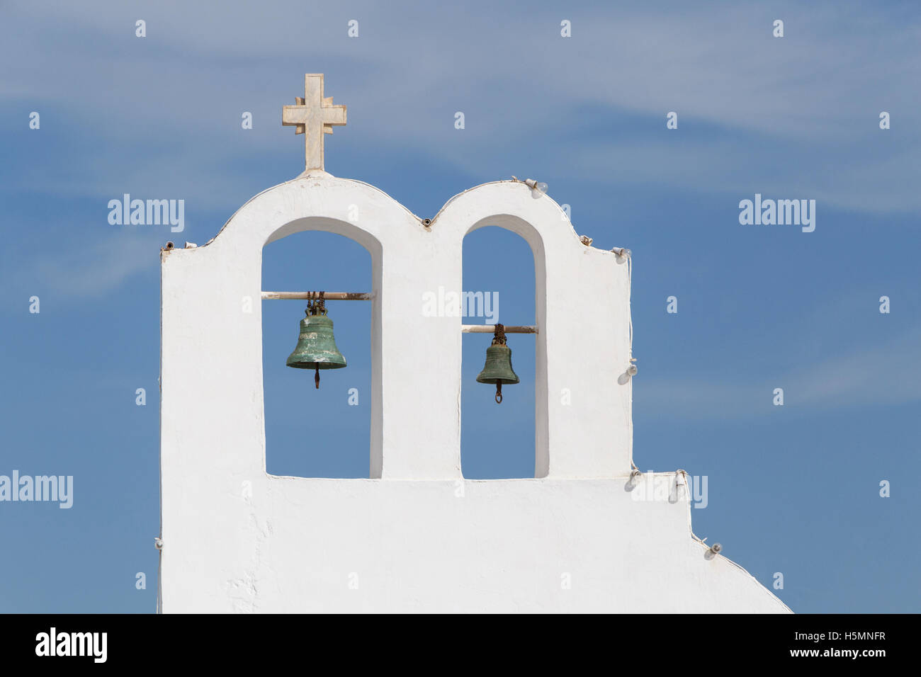 bell tower in Oia on Santorini Stock Photo