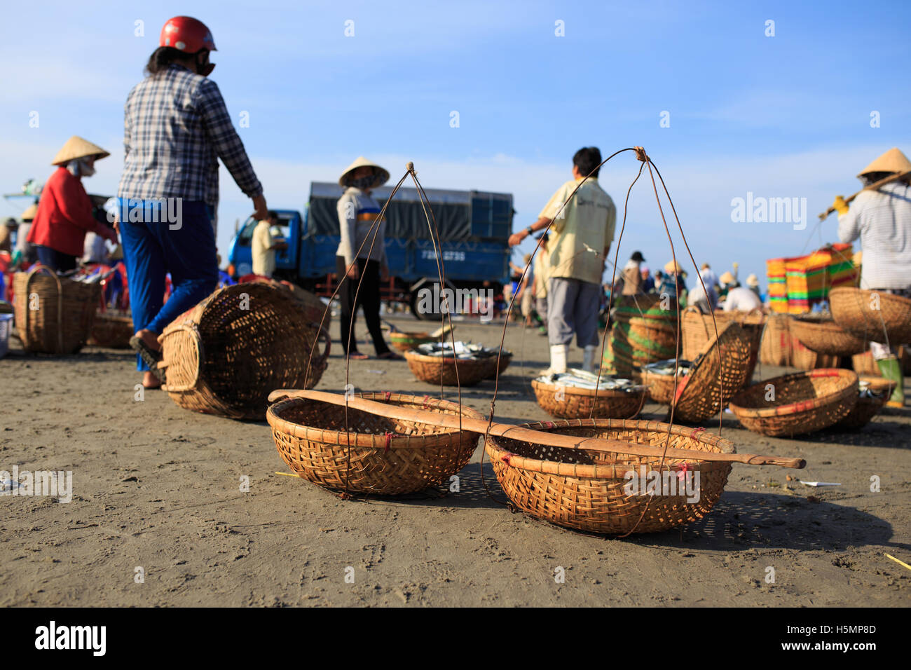 Fish basket  at Long Hai township, Ba Ria - Vung Tau province, Vietnam Stock Photo