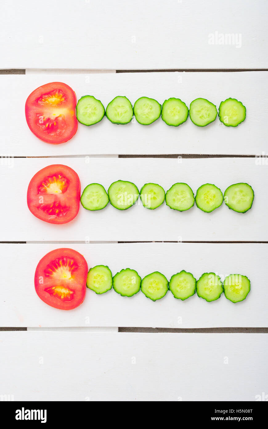 slices of cucumber and red tomatoes Stock Photo - Alamy