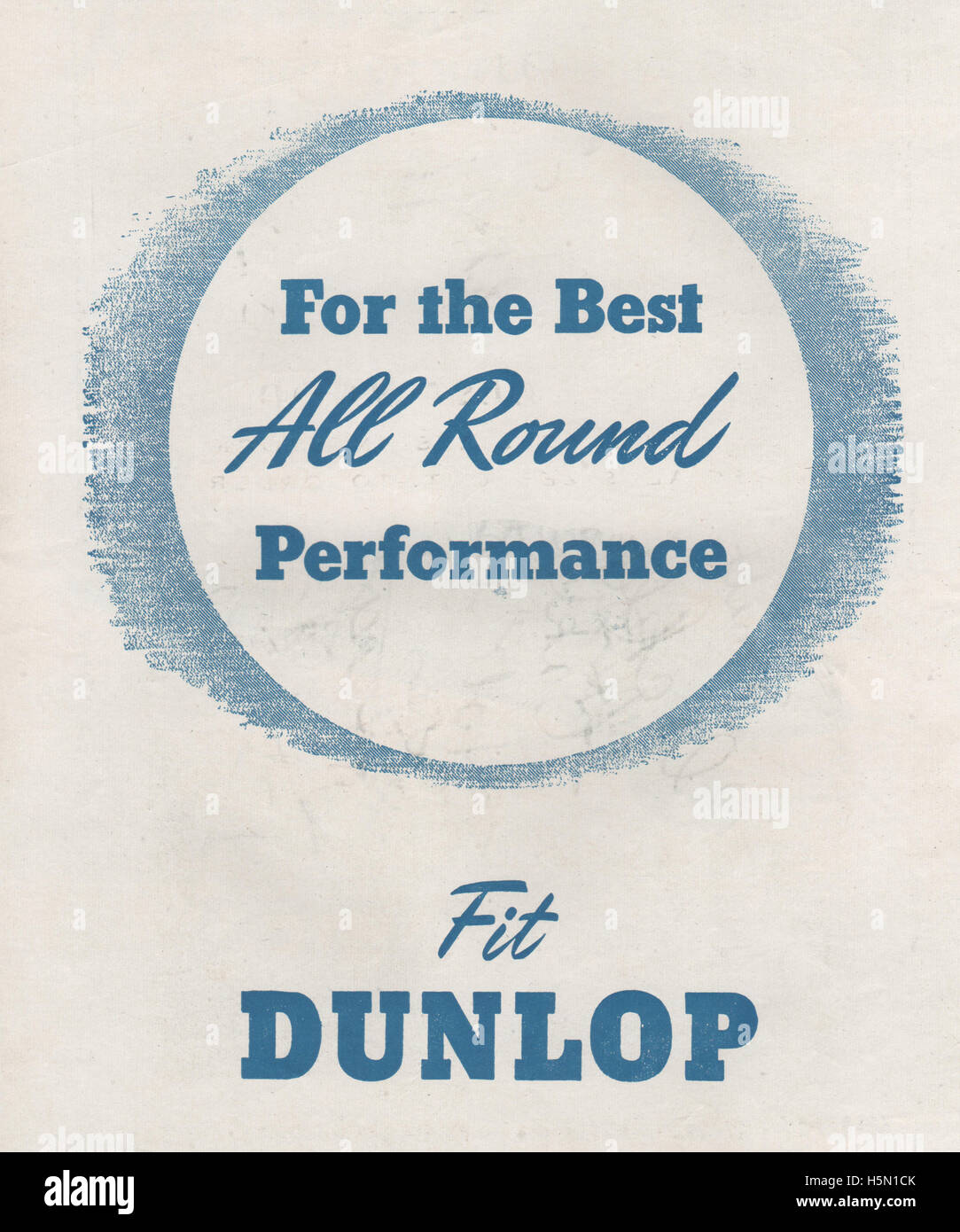 Vintage Dunlop magazine advertisement dated to May 1946. Stock Photo