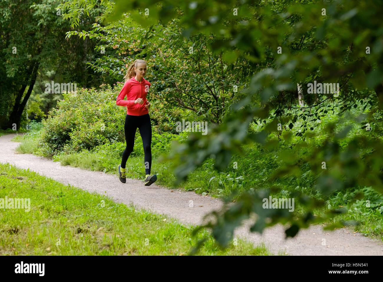 Young woman jogging in the park Stock Photo - Alamy