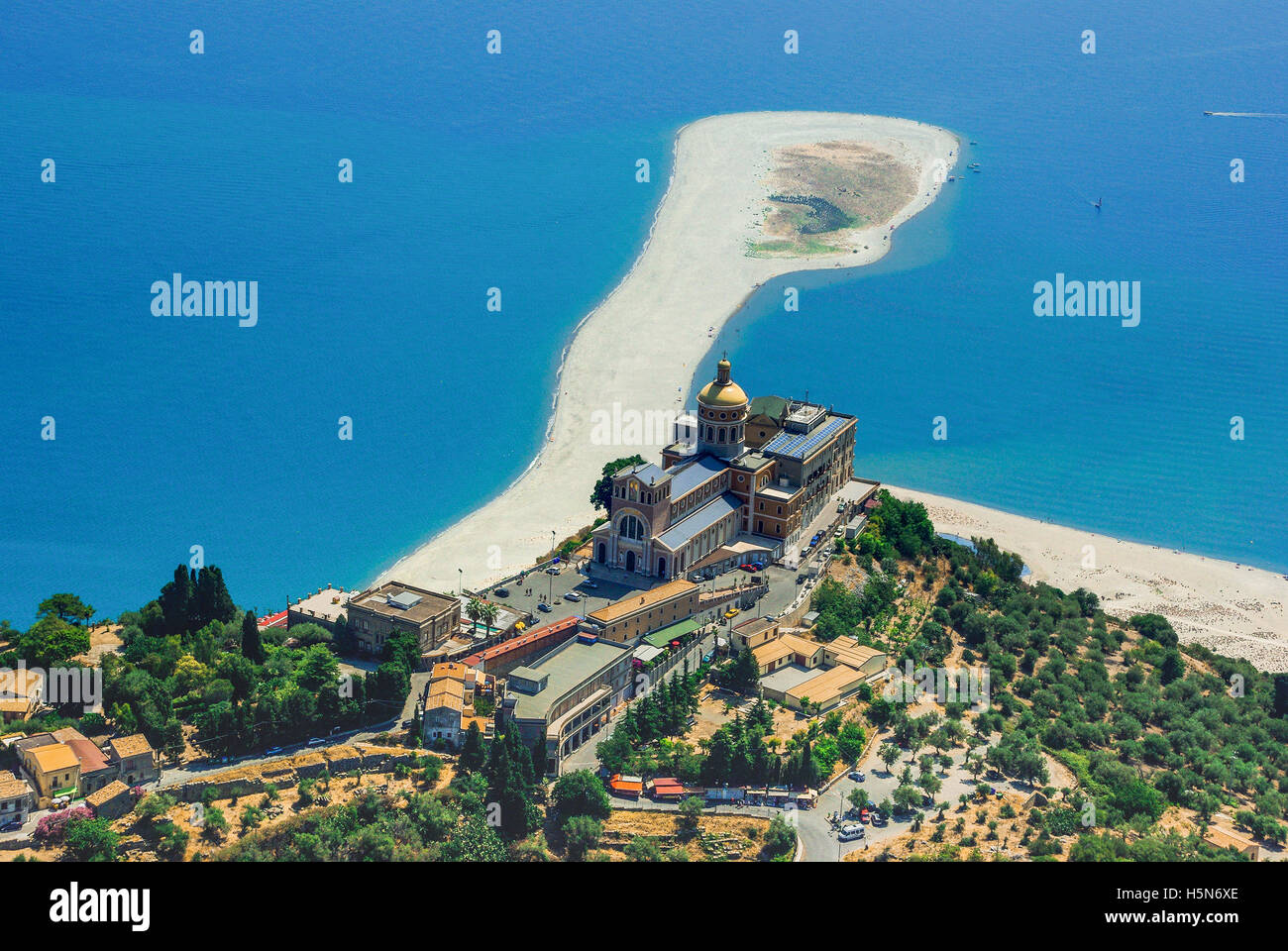 Aerial view of Tindari Sicily cathedral Stock Photo