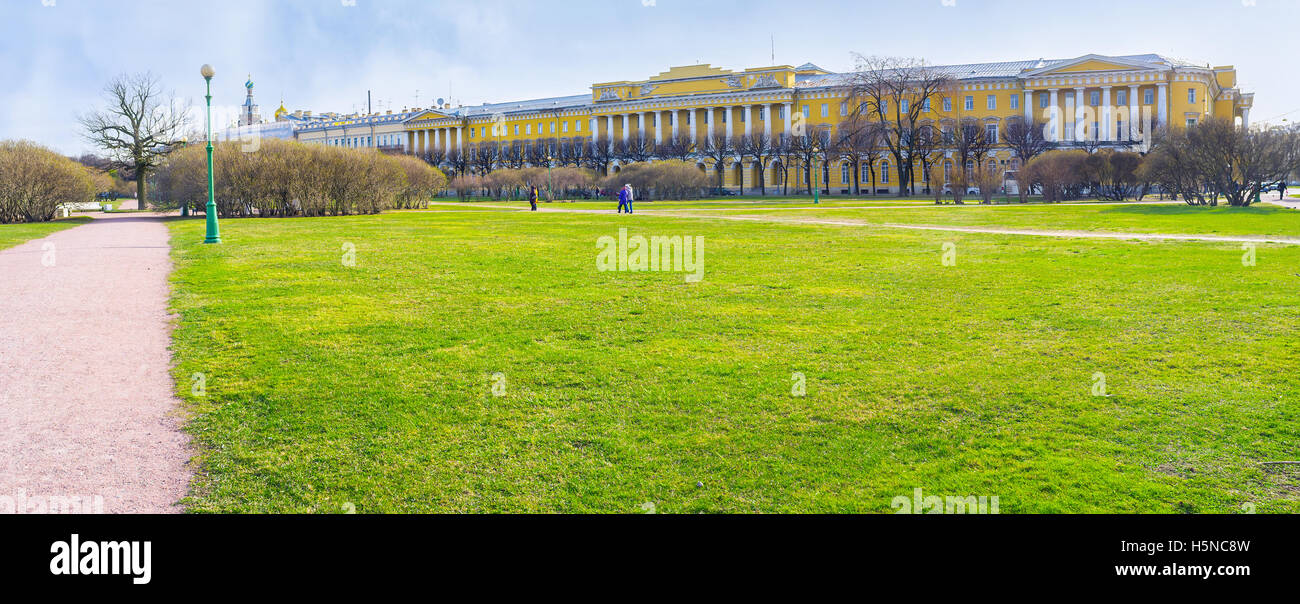 The green lawn in Field of Mars, that was the parade ground for troop inspections and nowadays became  memorial area in the city Stock Photo