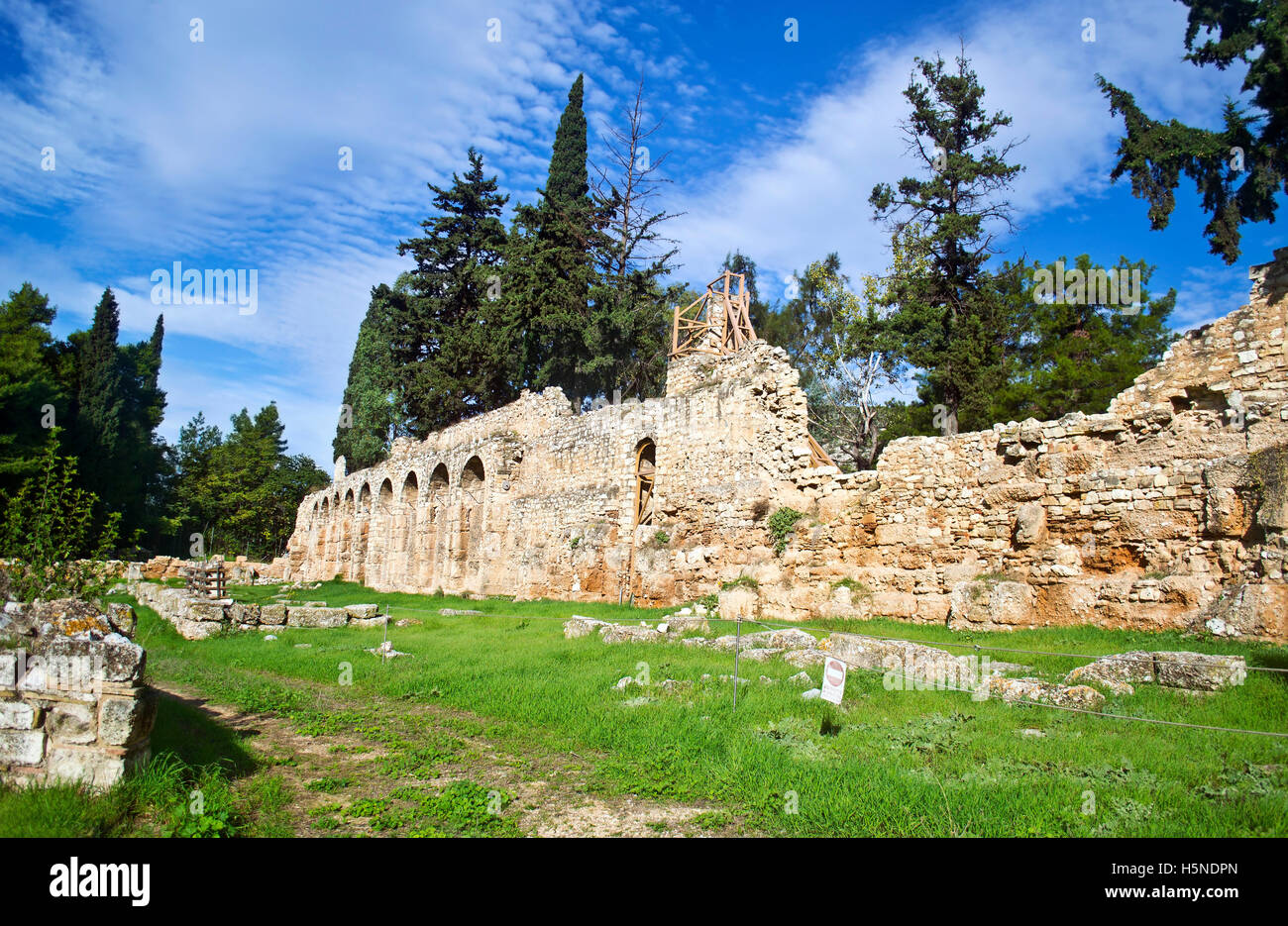 ancient wall of Daphni monastery Athens Greece Stock Photo Alamy