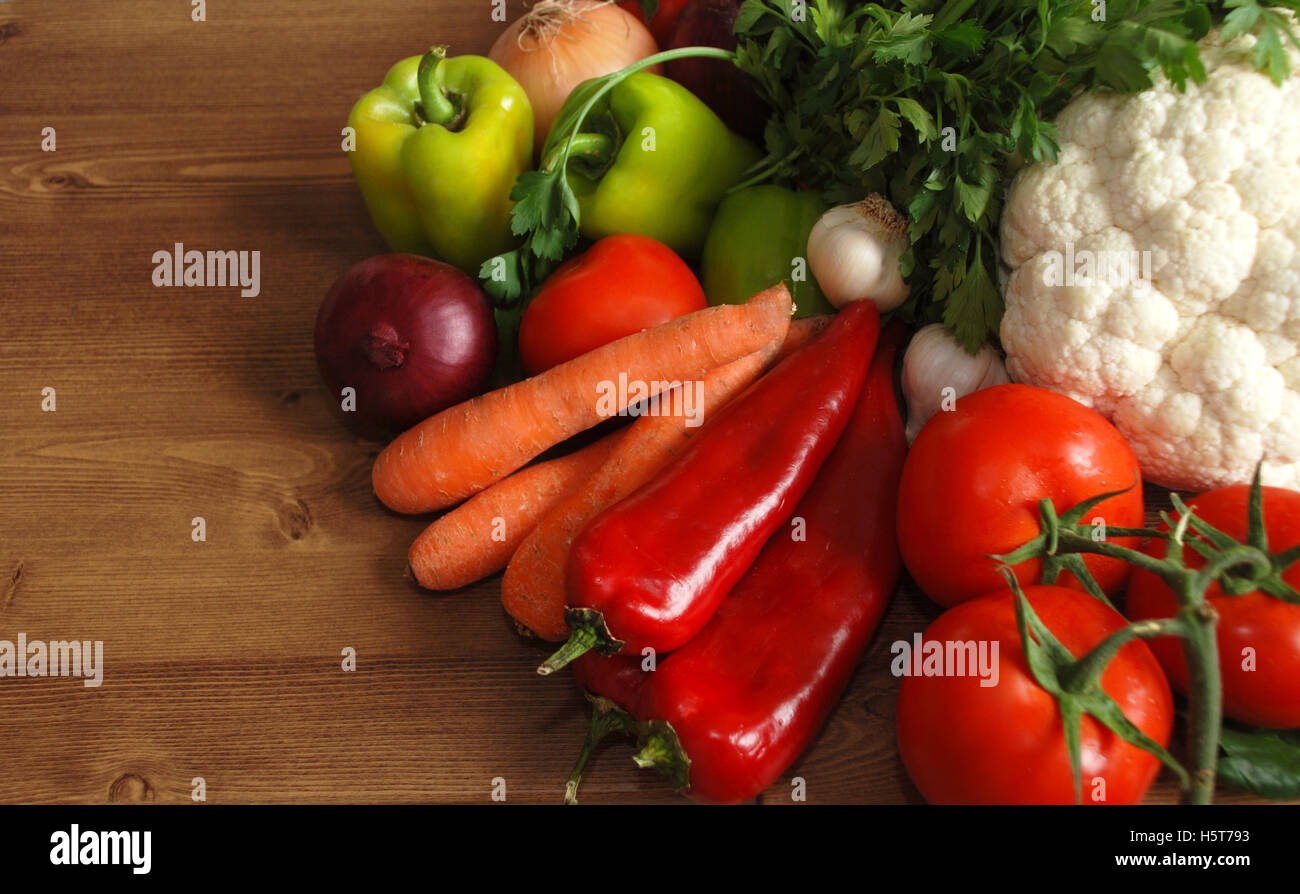 Healthy organic Assortment of fresh vegetables Stock Photo