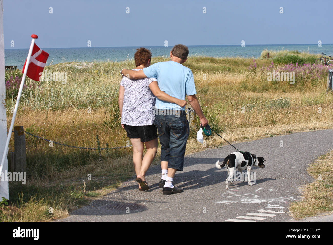 Summer in Djursland Denmark, couple with dog Stock Photo Alamy