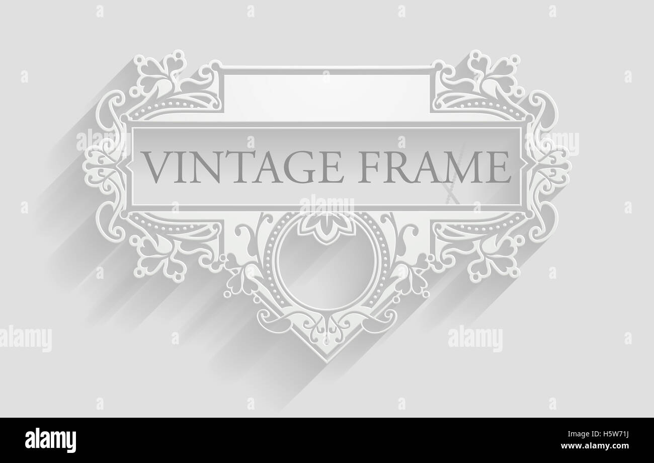 A vintage white cut-out Victorian style background frame design with space for text Stock Photo