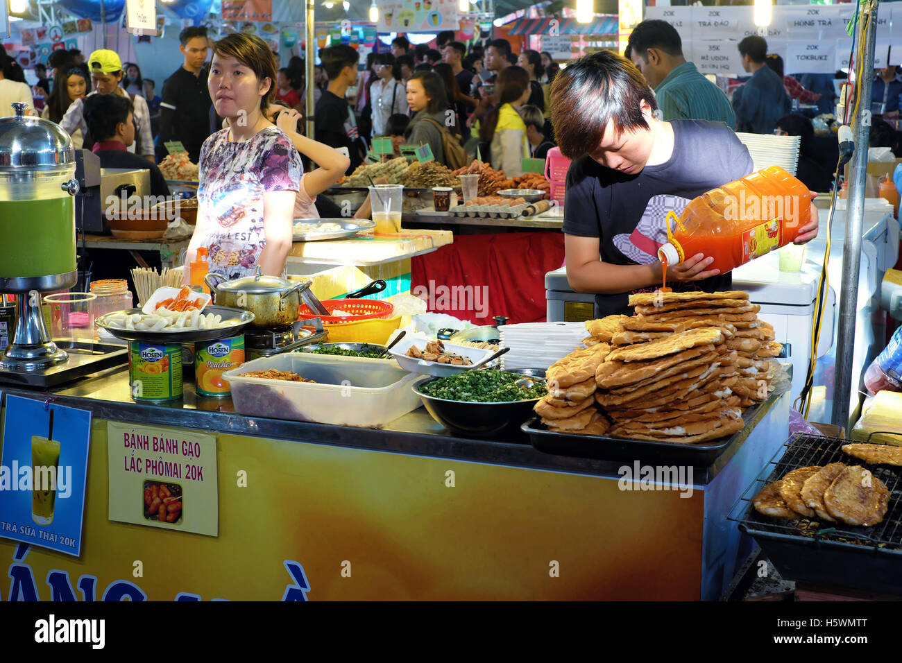 Food vendor in a Flea market Stock Photo