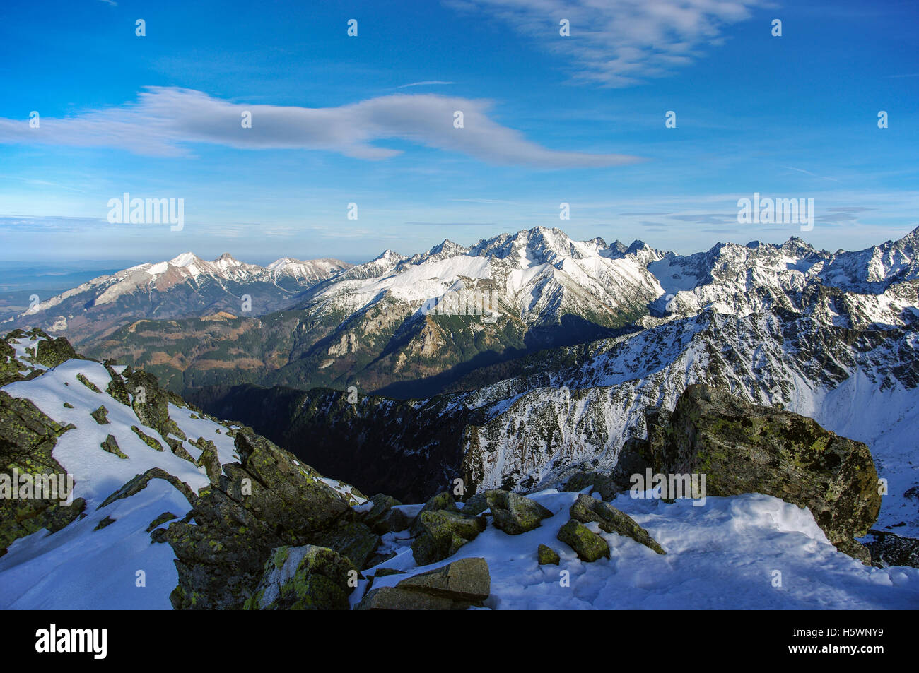 Beautiful scenery of the great snowy mountain peaks Stock Photo Alamy