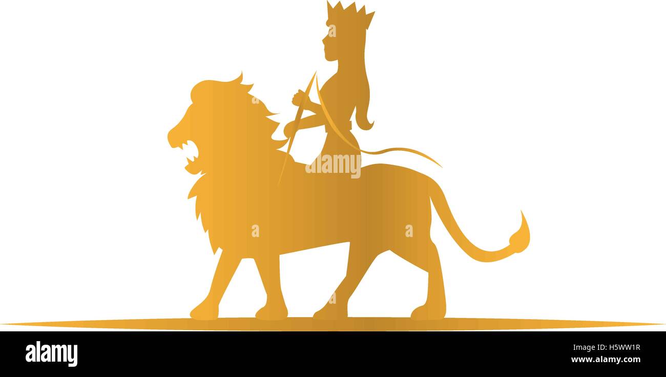 Lion and Queen Concept Illustration. Stock Vector