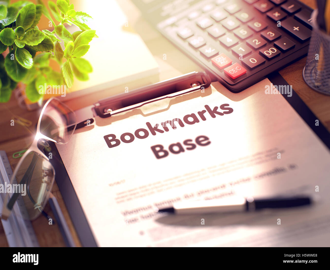 Clipboard with Bookmarks Base Concept. 3D. Stock Photo