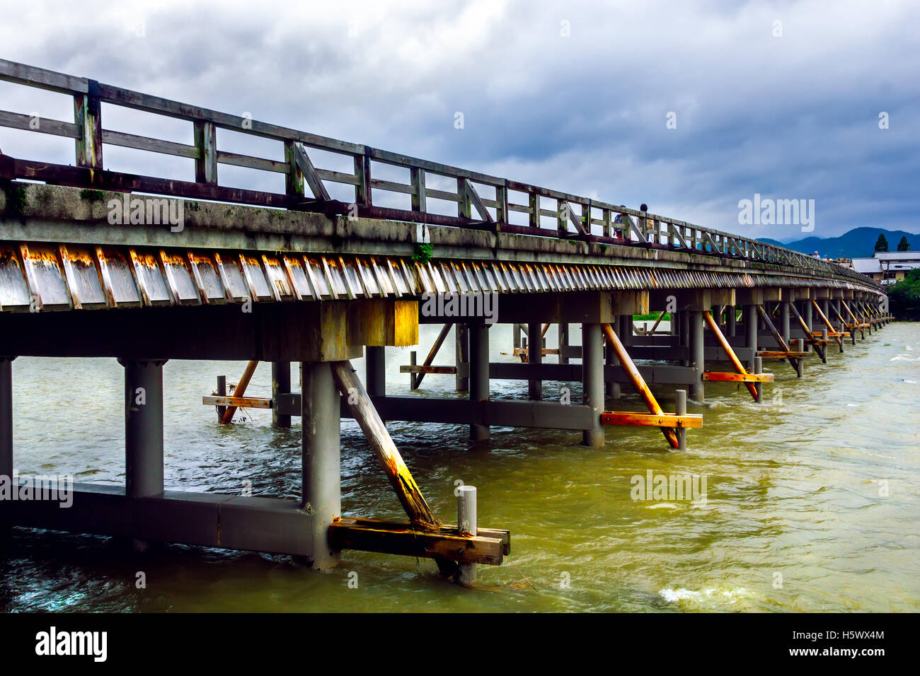 Togetsukyo Bridge, Bridge across river,  Kyoto, Japan Stock Photo