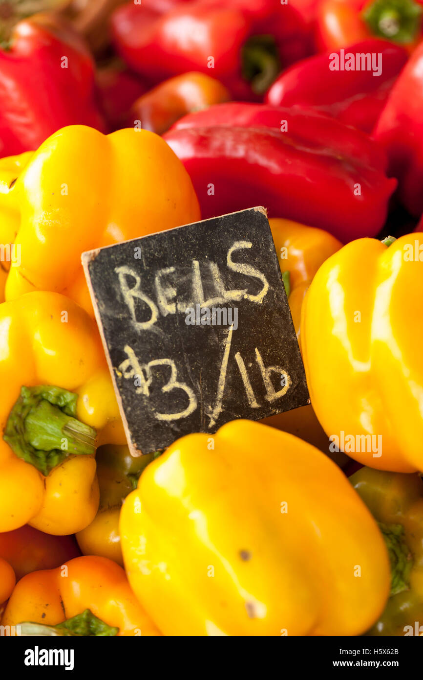 Yellow and red bell peppers Stock Photo - Alamy