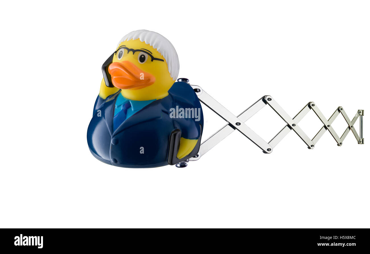 Business man Rubber Duck on scissor spring Stock Photo Alamy