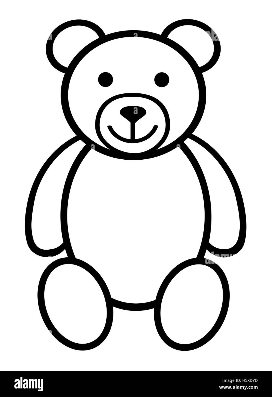 Teddy bear plush toy line art icon Stock Photo