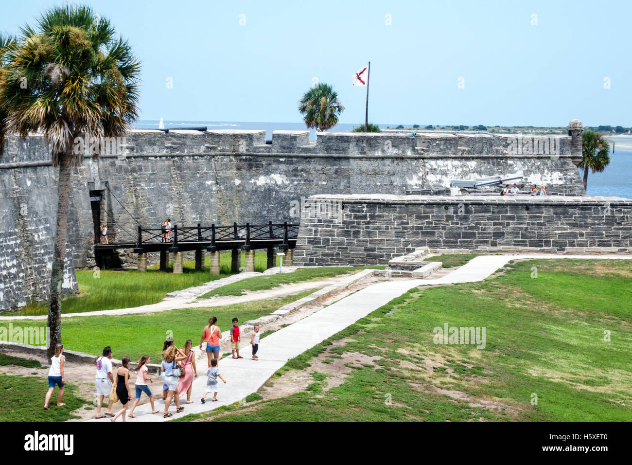 St. Saint Augustine Florida,Castillo de San Marcos National Monument,historic fort,coquina masonry,wall,FL160802071 Stock Photo