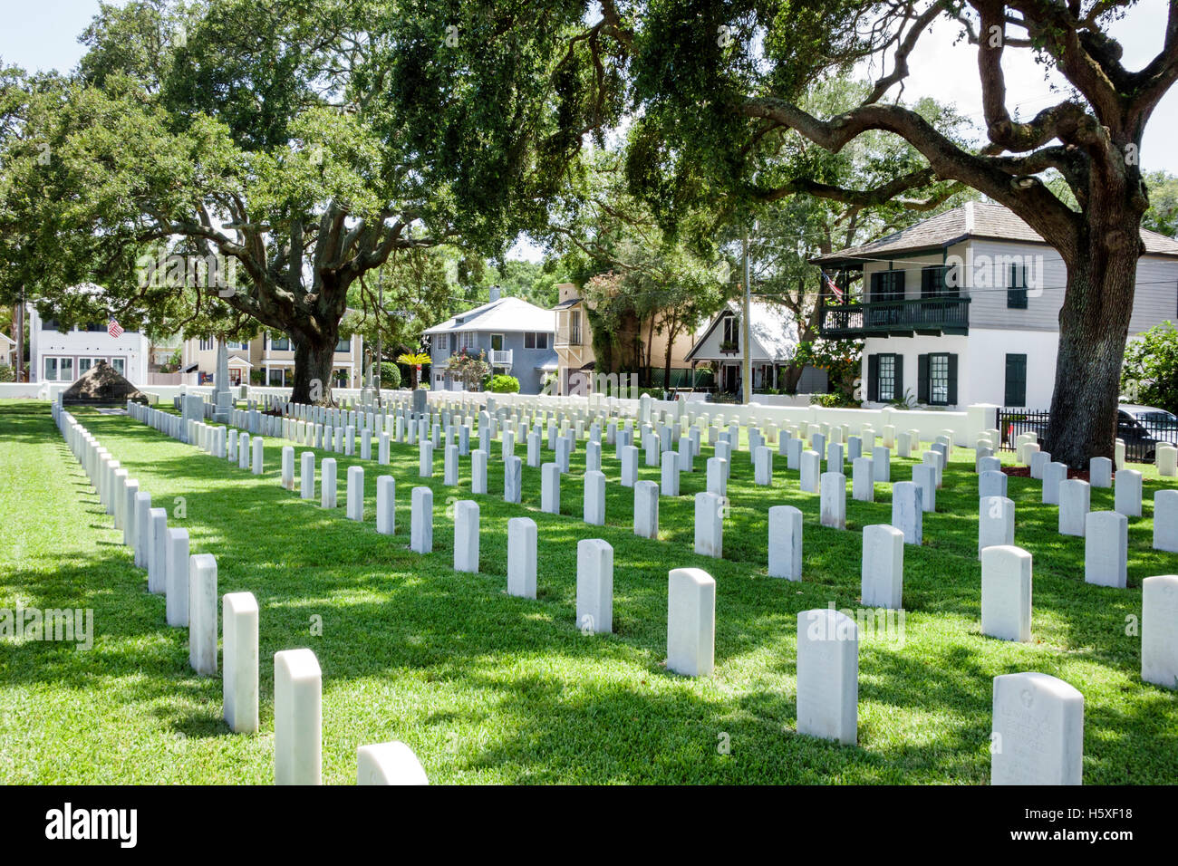 St. Saint Augustine Florida,St Augustine National Cemetery,St. Francis Barracks,war veterans,graves,gravestones,unknown soldier,Indian Wars,FL16080306 Stock Photo