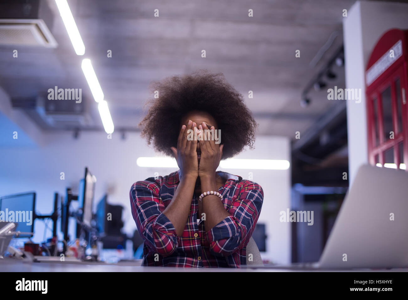 portrait of a young successful African American beautiful woman who ...