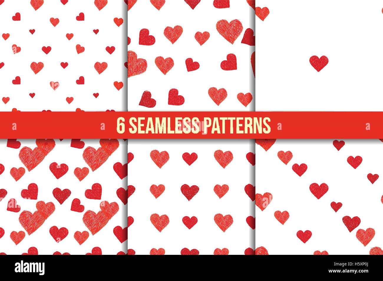 Doodle seamless pattern set with hearts Stock Vector Image & Art - Alamy