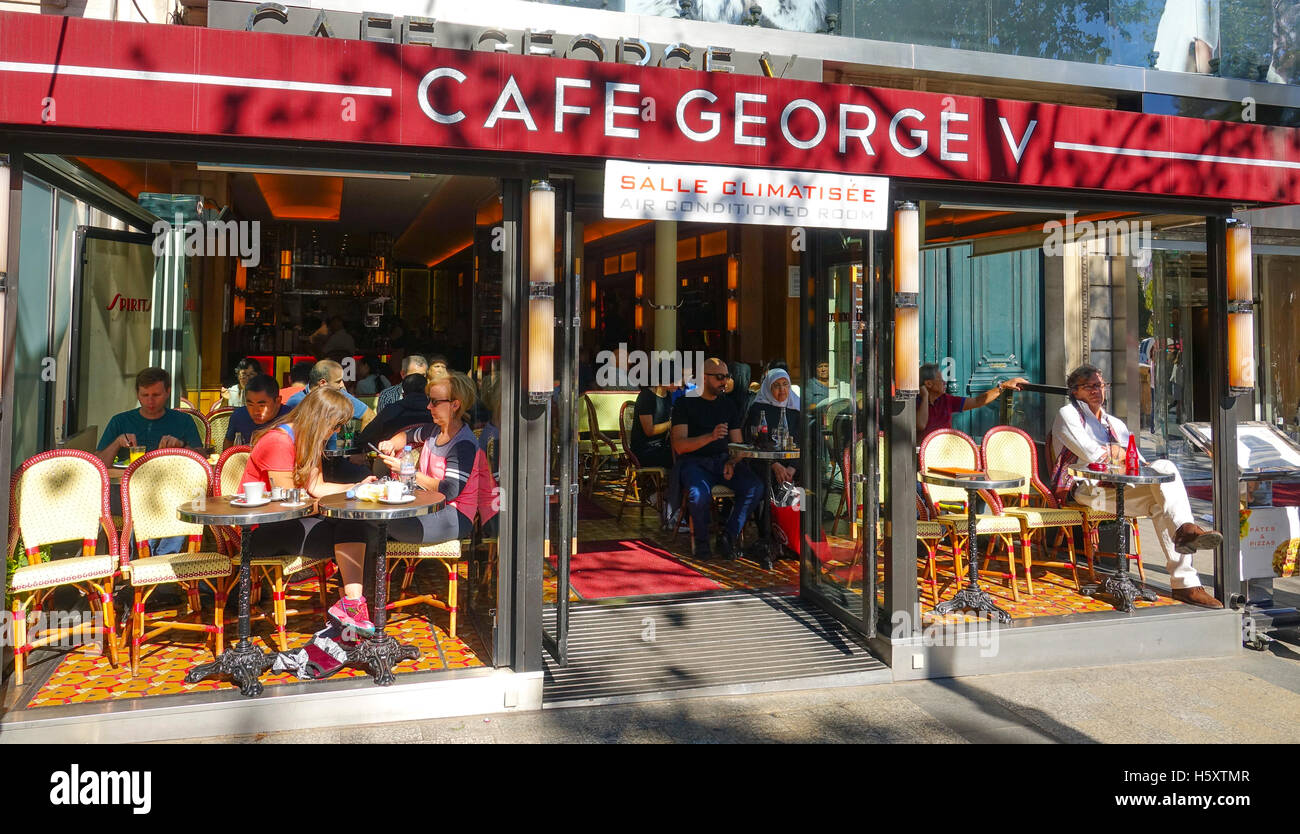 Famous street cafe in Paris on Champs Elysees Cafe V Stock Photo Alamy Famous street cafe in Paris on Champs Elysees Cafe V Stock Photo Alamy