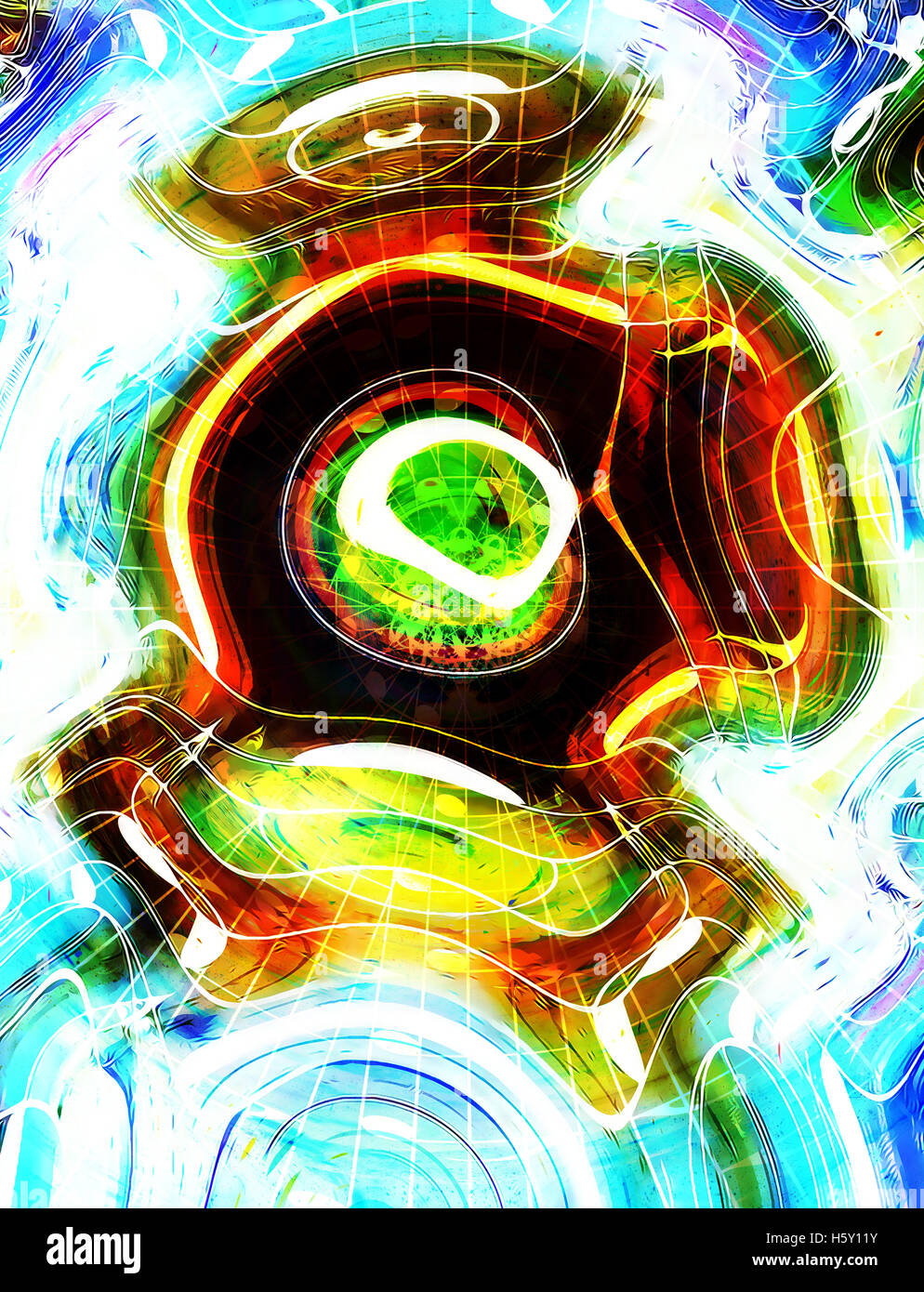 graphic design illustration of notes and note lines in circle structure ...