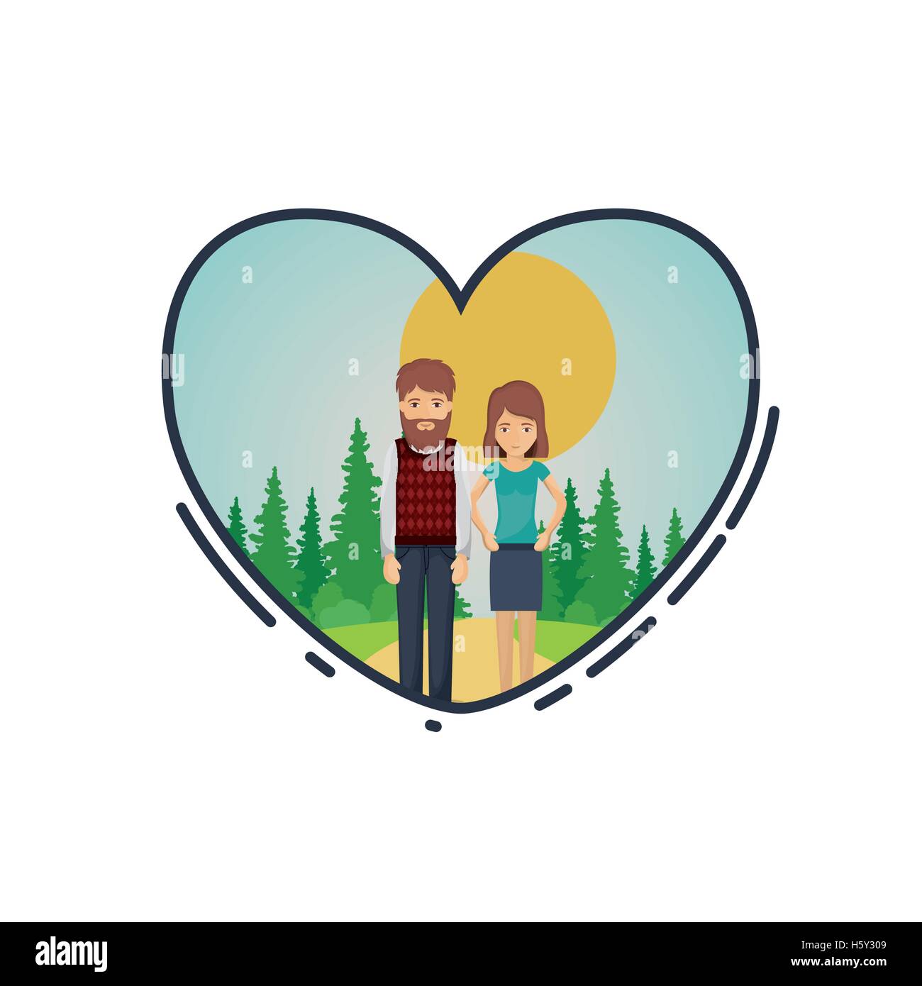 Couple cartoon inside heart design Stock Vector Image & Art - Alamy