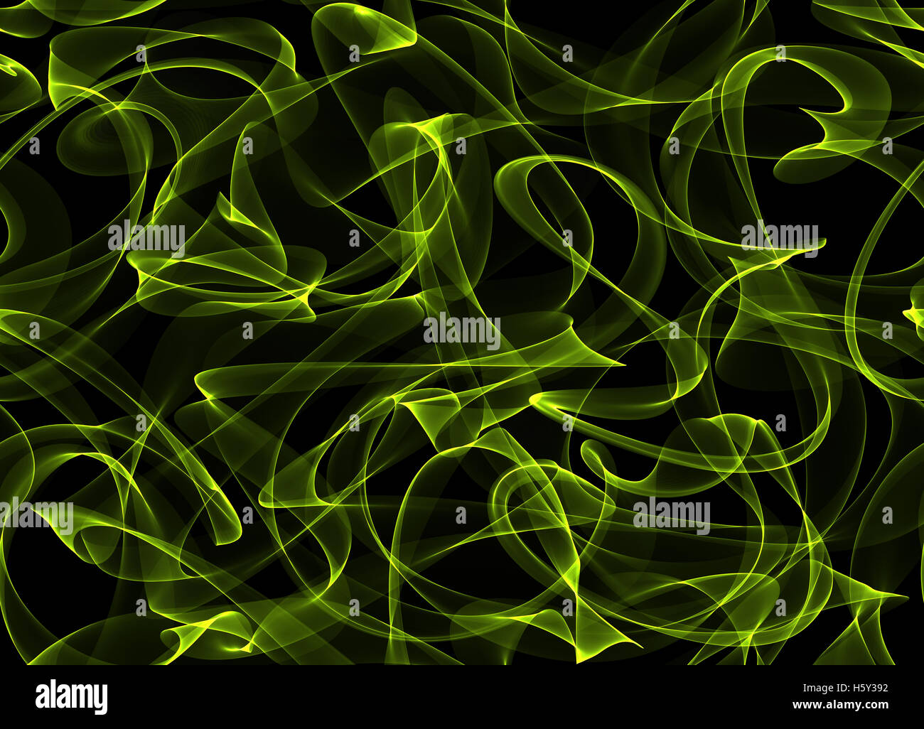 glowing green curved lines and circles over dark Abstract Background ...