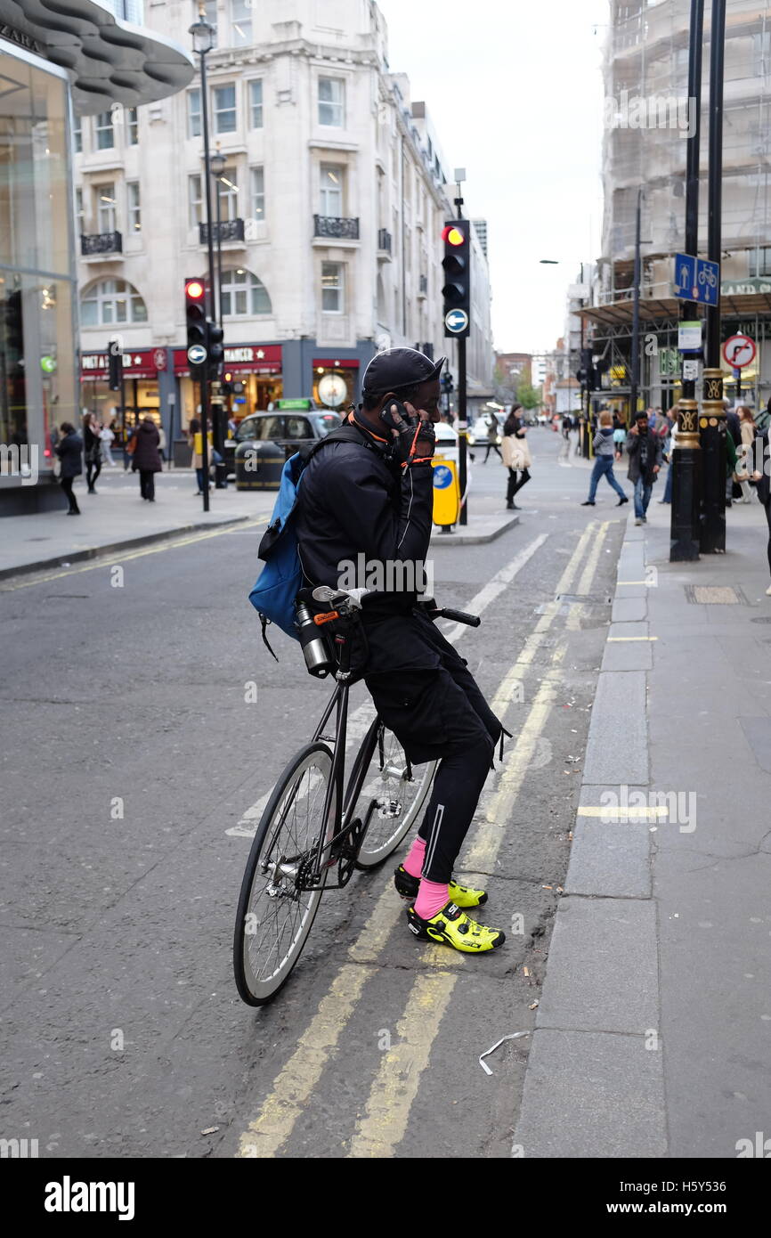 London Bicycle Courier Stock Photo