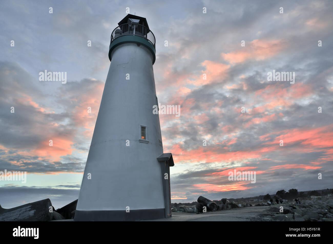 Santa Cruz Harbor Walton Lighthouse Stock Photo Alamy