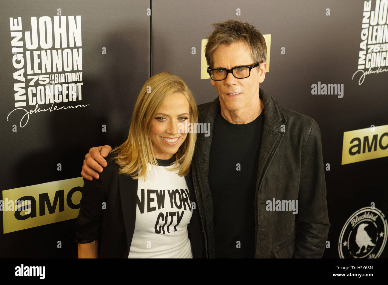 Sheryl Crow & Kevin Bacon on the Red Carpet prior to the Imagine: John Lennon 75th Birthday Concert @ The Theater at Madison Square Garden In New York City on December 5th, 2015. Stock Photo
