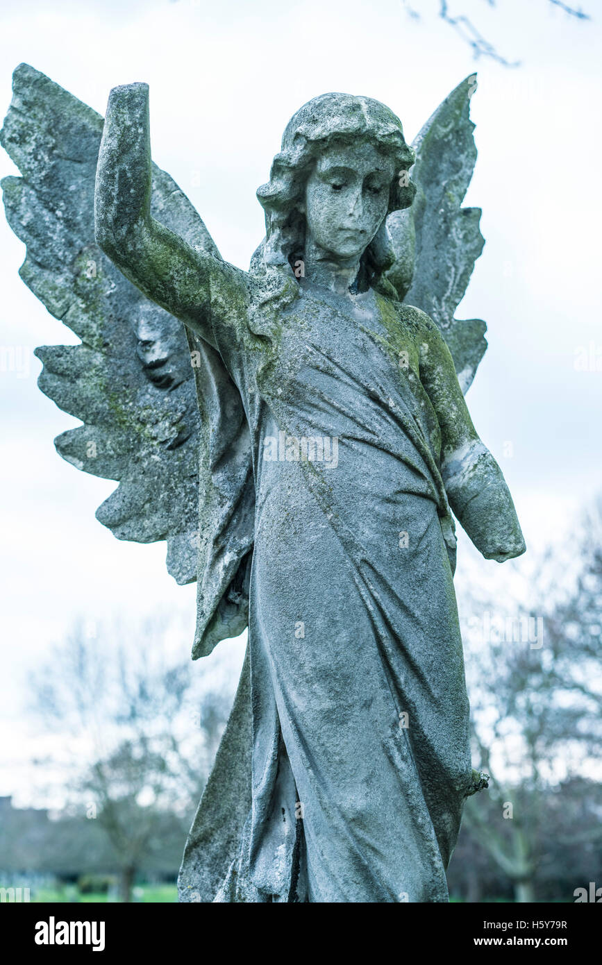 Ancient stone angel statue Stock Photo - Alamy
