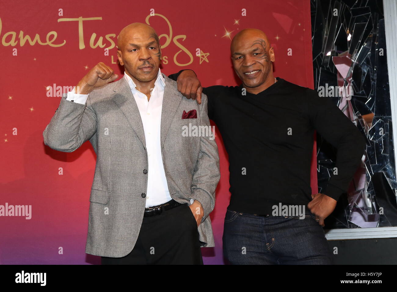 Boxer Mike Tyson posing at his Waxwork Unveiling at Madame Tussauds on December 1st in The Grand Canal Shoppes located in the Venetian Hotel and Casino Las Vegas, Nevada. Stock Photo
