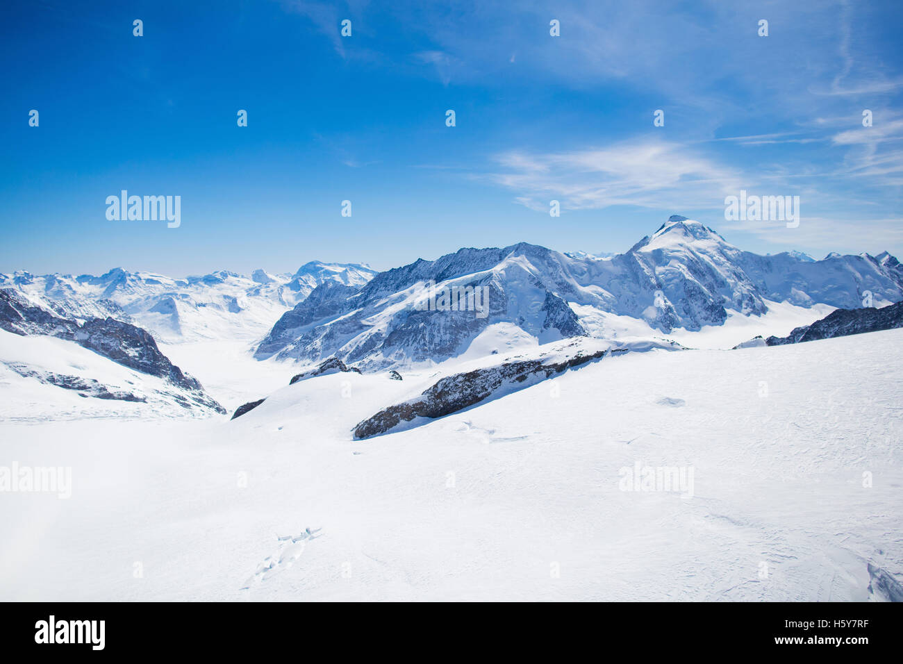 Aerial view of Alps mountains in Switzerland. View from helicopter ...