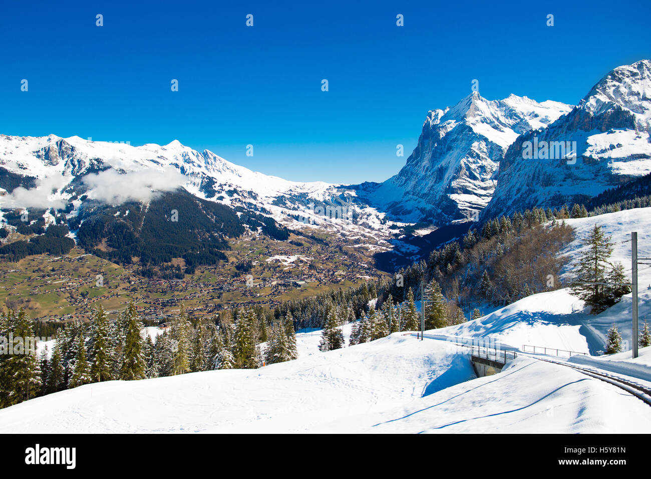 Aerial view of Alps mountains in Switzerland. View from helicopter above  glacier in Swiss Alps. Mountain tops covered in snow Stock Photo - Alamy