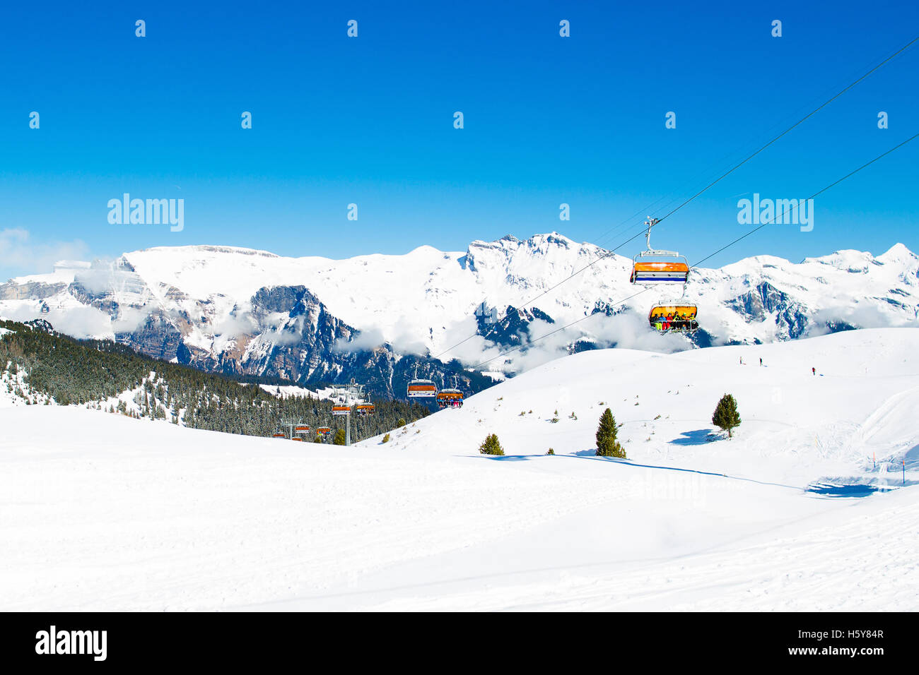 Aerial view of Alps mountains in Switzerland. View from helicopter ...