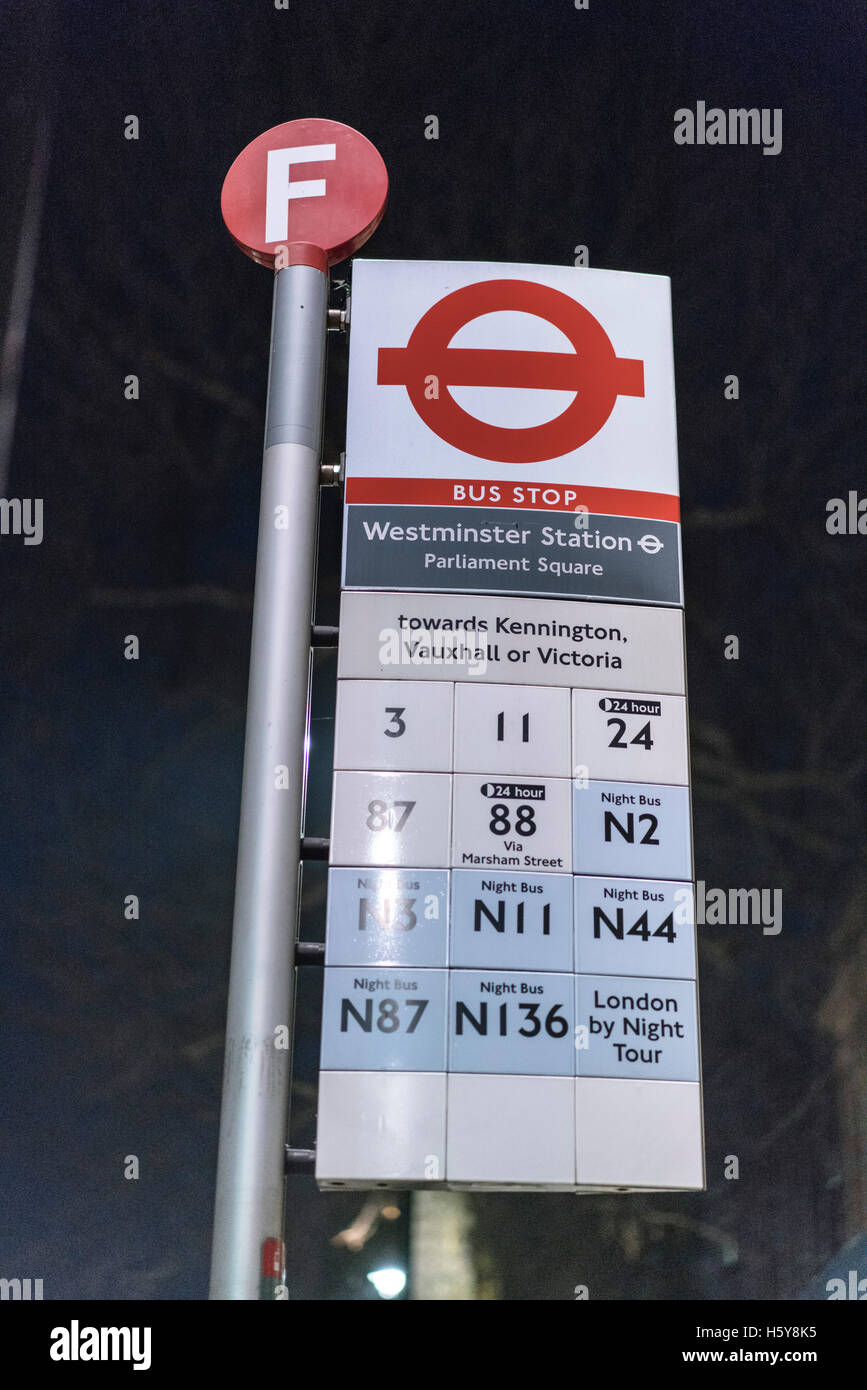 Westminster station bus stop LONDON/ENGLAND FEBRUARY 23, 2016 Stock