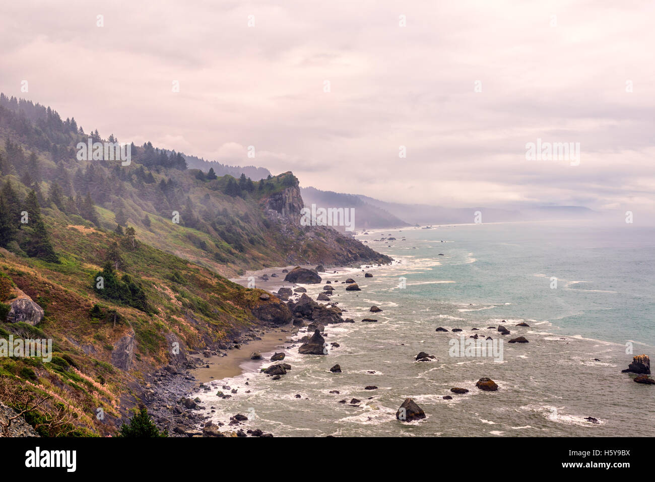 High Bluff Overlook, coastline, ocean. Klamath, California, USA Stock